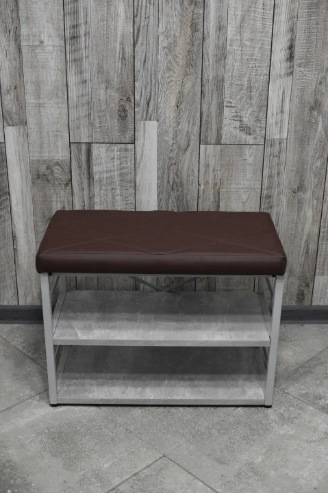 Банкетка для взуття металева з м'яким сидінням з мармуровим каркасрм 32х47х88 см Чорний (2588066453)