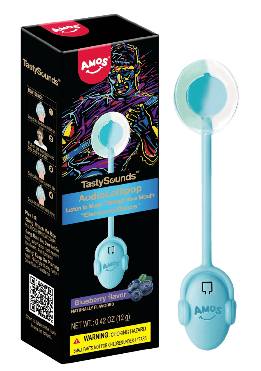 Льодяник Amos Tasty Sounds Audio Lollipop Blueberry Flavour 12 г (2973514730)