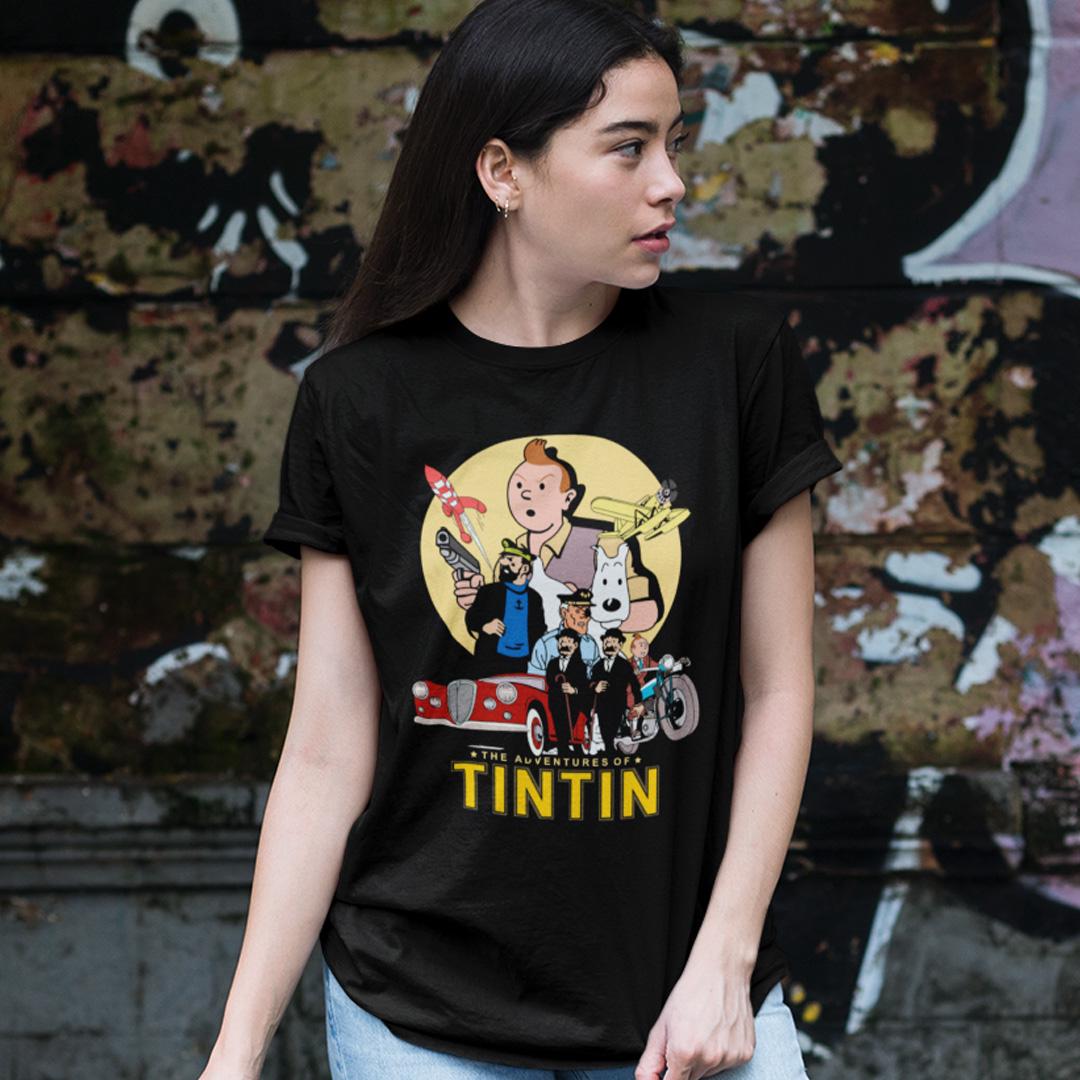 Футболка женская Tin Tin The Adventures of Tin Tin S Черный (32698345)
