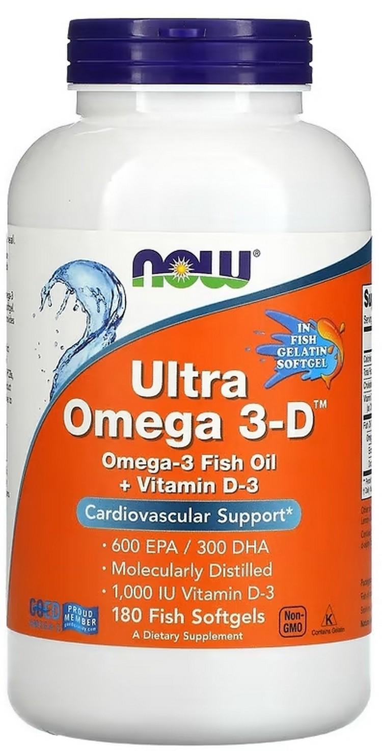 Омега 3 NOW Ultra Omega 3D Fish Oil 180 софтгель