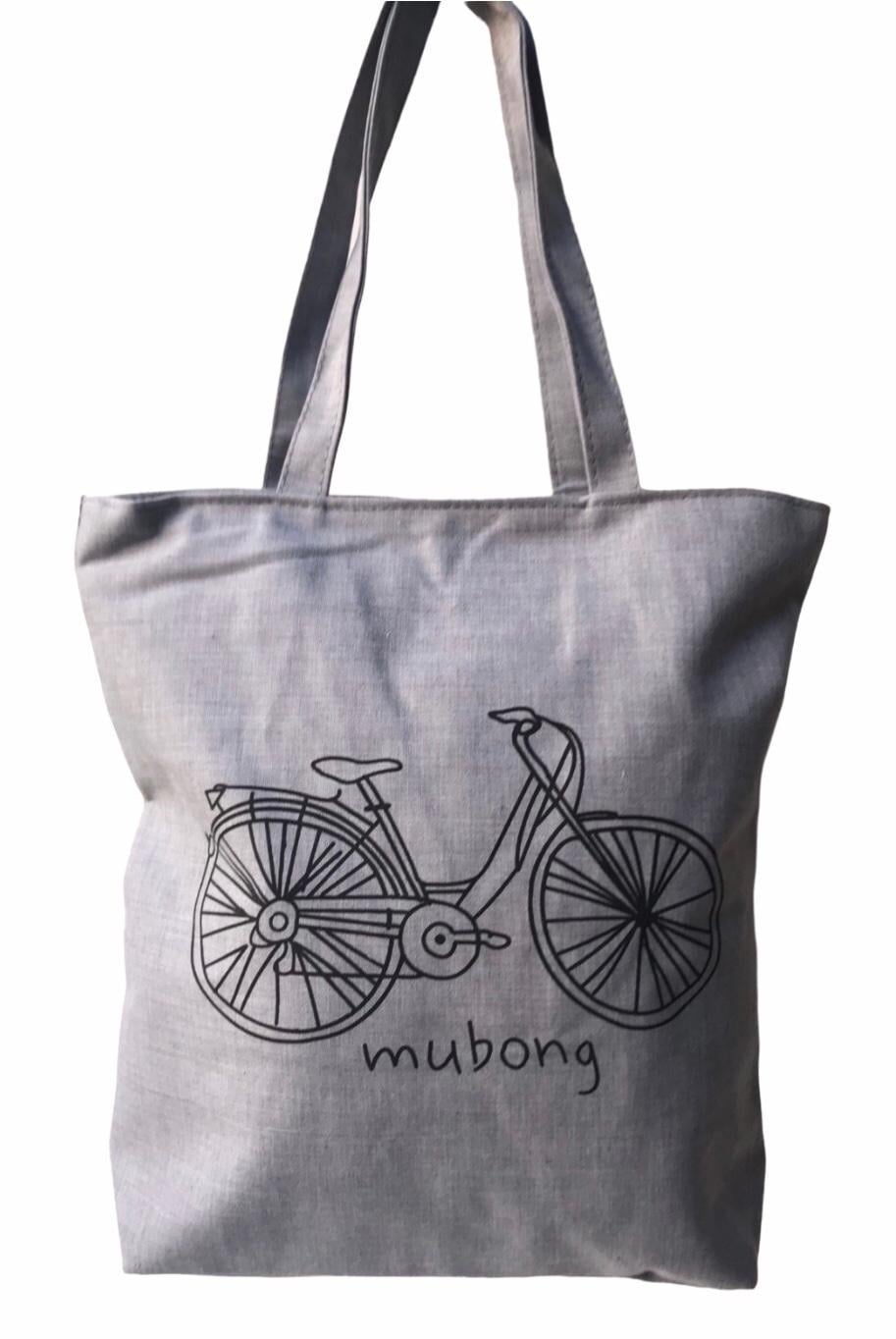 Шопер женский повседневный на молнии с велосипедом Серый (026V)