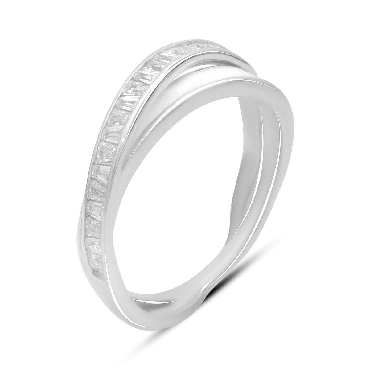 Кольцо серебряное с фианитами багетной огранки р. 16,5