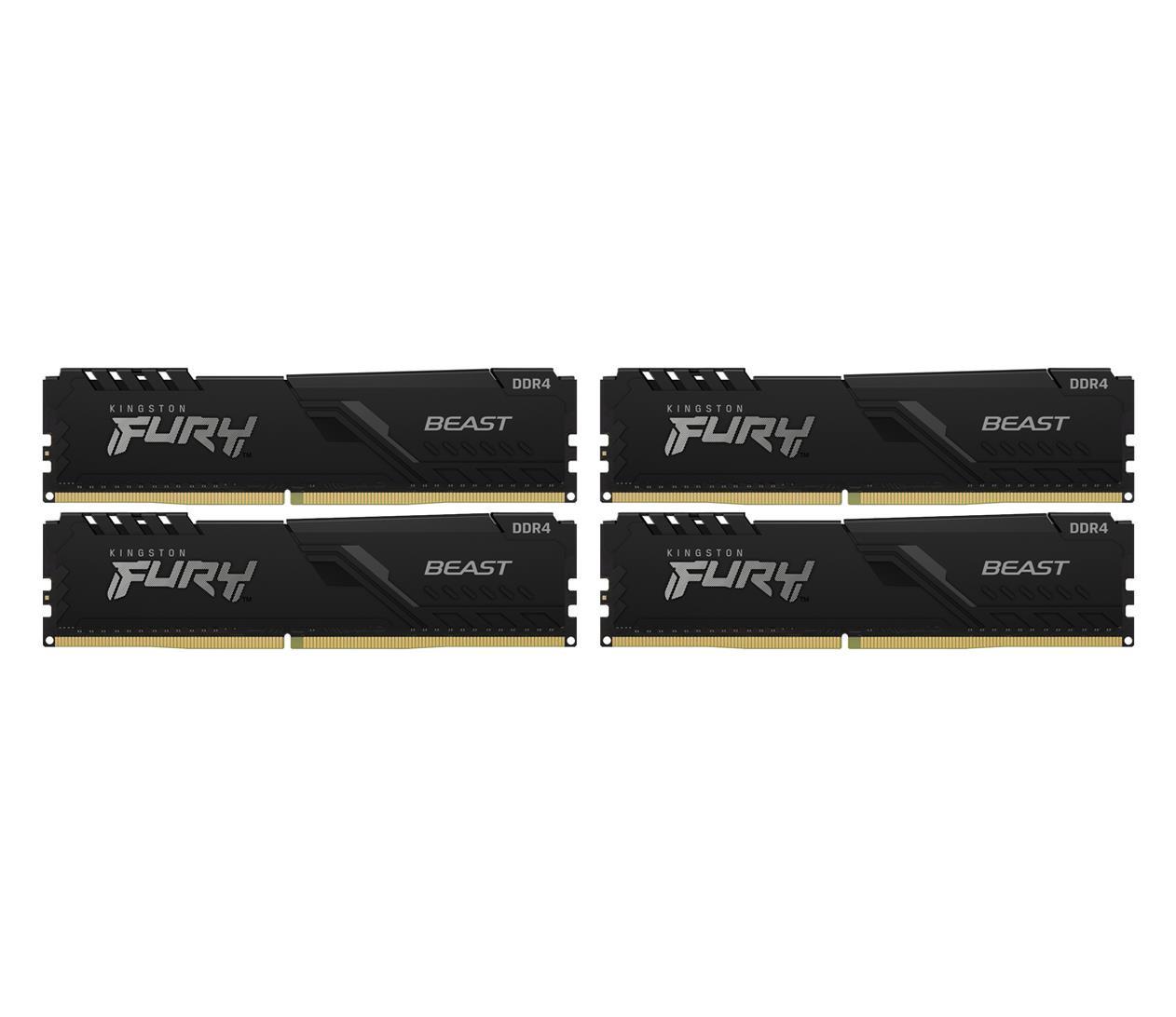 Пам'ять для настільних комп'ютерів Kingston Fury 4x32GB DDR4 3600 MHz Beast Чорний (KF436C18BBK4/128)