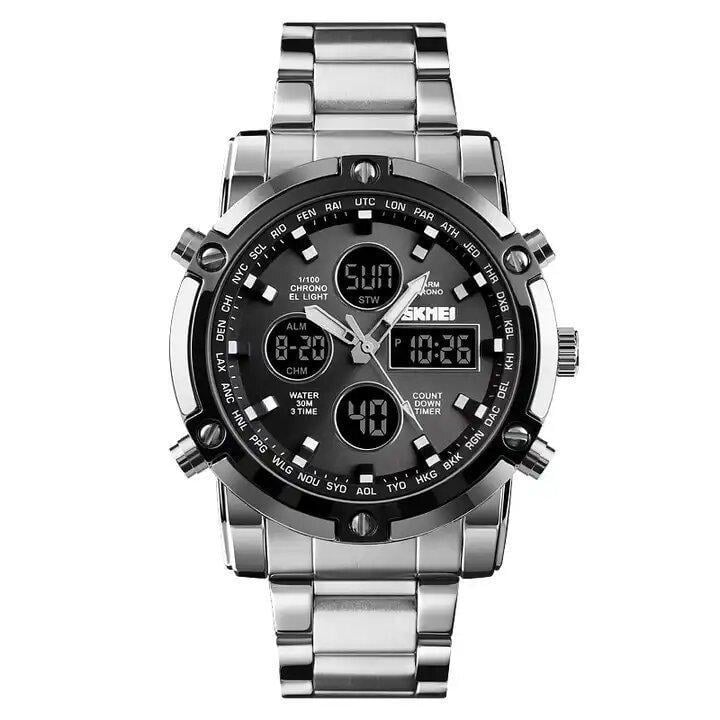 Годинник Skmei чоловічий наручний 1389SIBK watch Silver/Black (12322)