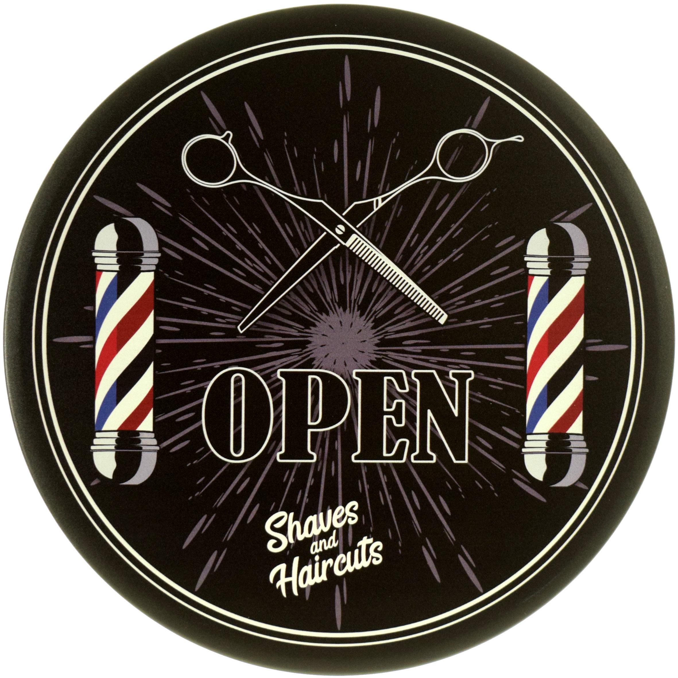 Табличка металлическая "Barber Shop Open" 30 см (ms-104136)