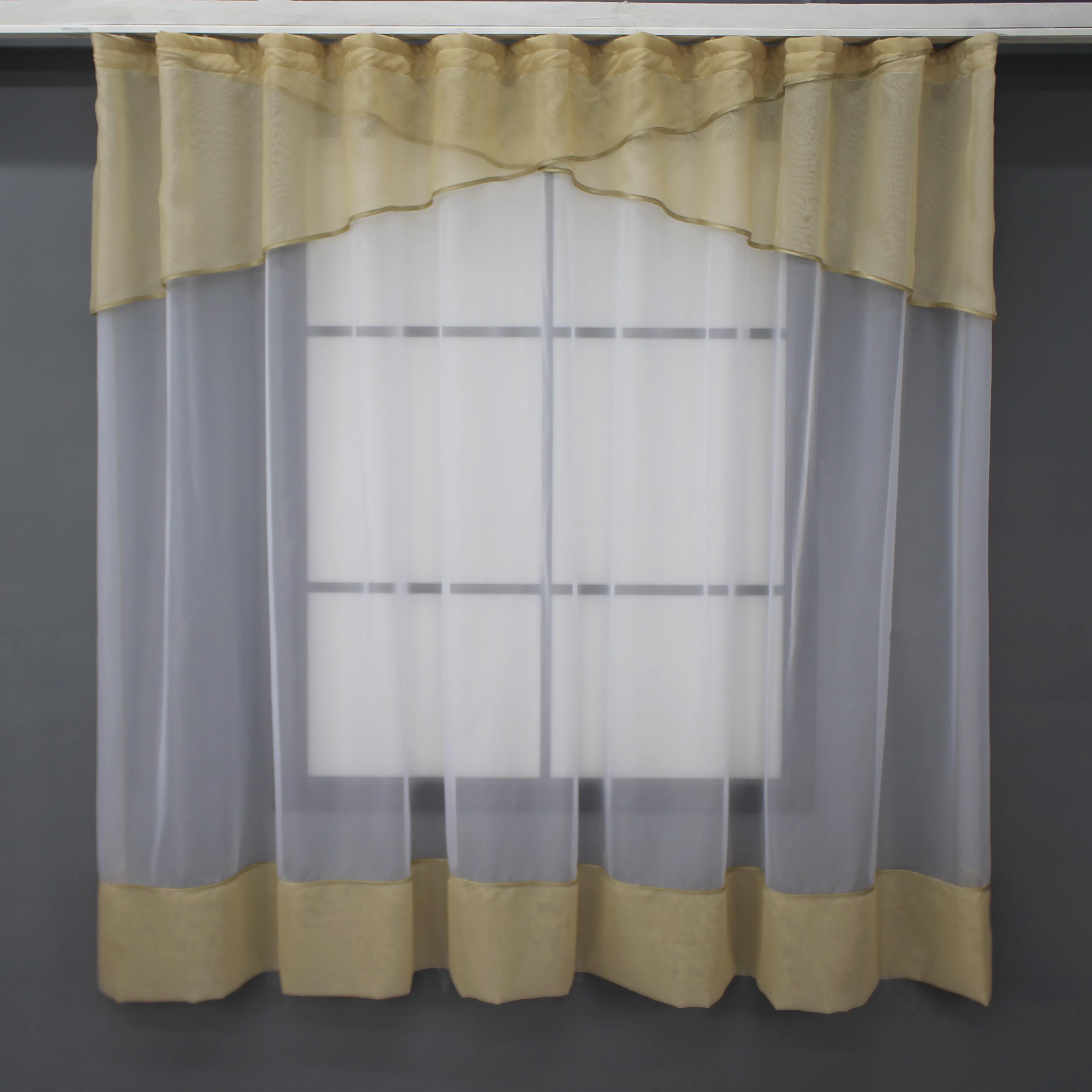 Занавіска кухонна VR-Textil № 078к 280х170 см Бежевий/Білий (52-0881) Занавіска кухонна VR-Textil № 078к 280х170 см Бежевий/Білий (52-0881)