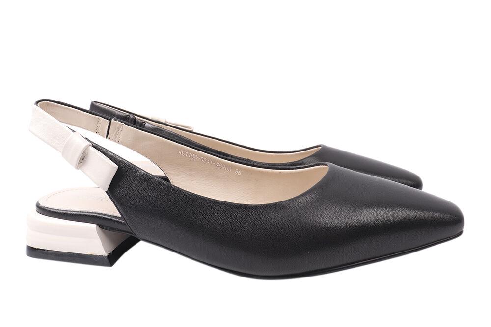 Туфлі жіночі Geronea зі шкіри на низькому ходу з відкритою п'ятою р. 36 Чорний (939-21LT)