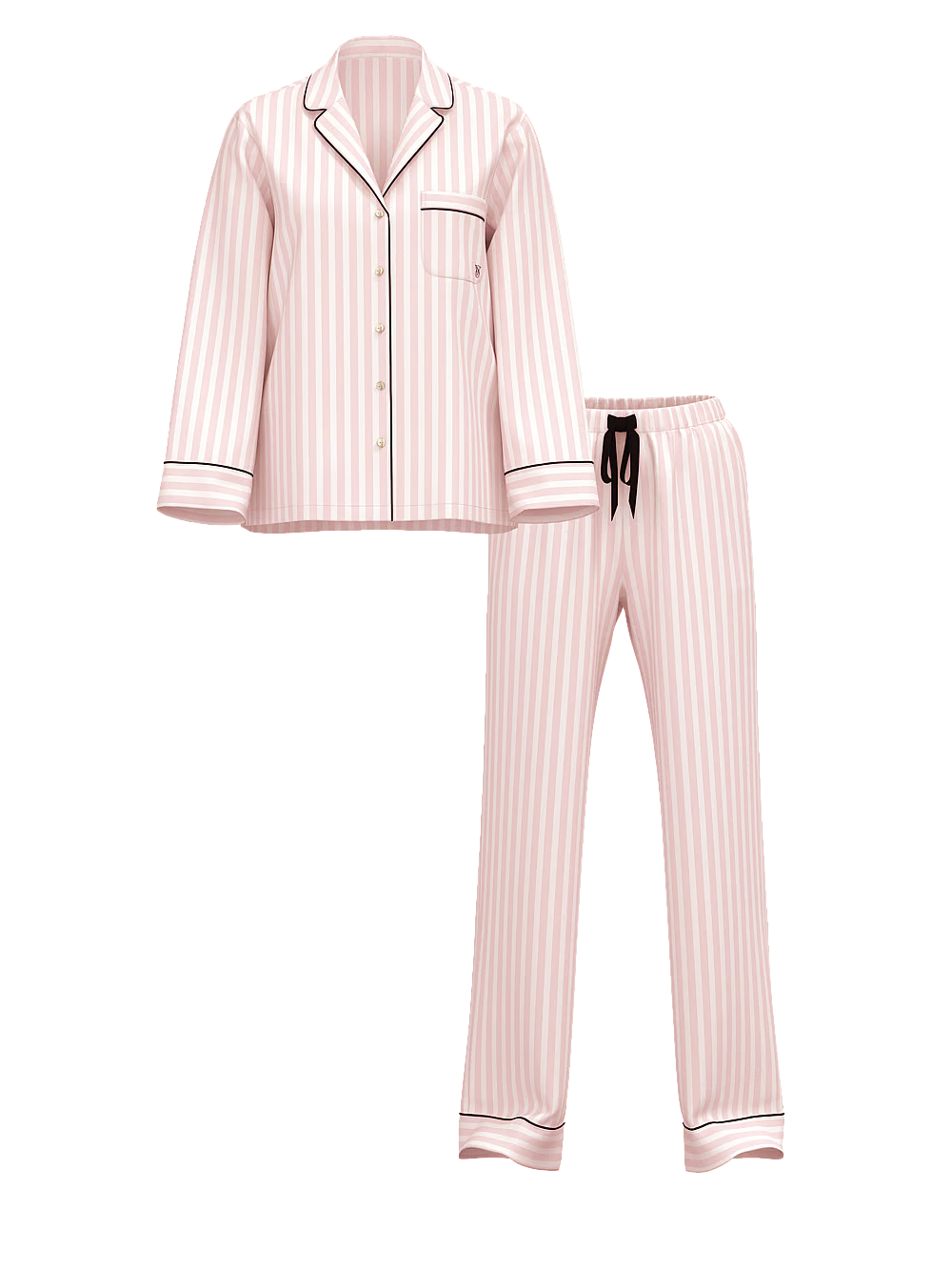 Піжама жіноча Victoria's Secret Flannel Long Pajama Set фланелева у смужку L Рожевий (21973246) - фото 3