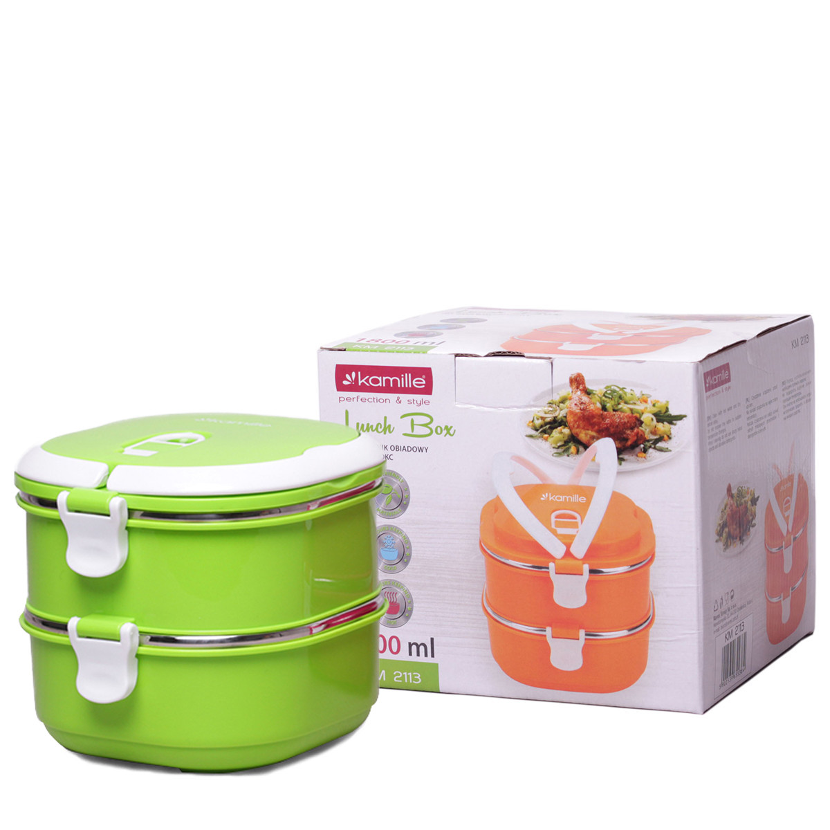 Ланч-бокс Kamille KM-2113ZL обеденный двойной 1800 мл Зеленый
