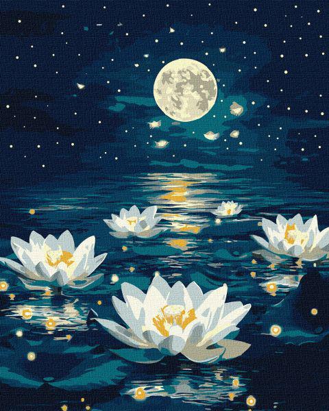 Картина по номерам Ideyka Лотос под сиянием с красками металлик extra 40x50 см (Id-KHO6391)