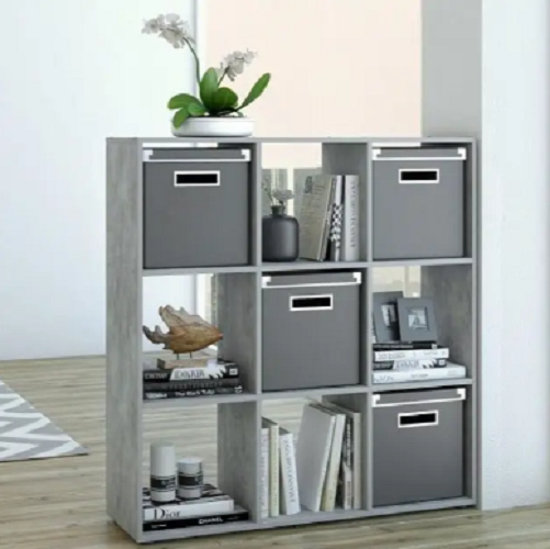 Етажерка для книг і декору на 9 комірок для зонування кімнати Бетон (P20а) - фото 2 Етажерка для книг і декору на 9 комірок для зонування кімнати Бетон (P20а) - фото 2