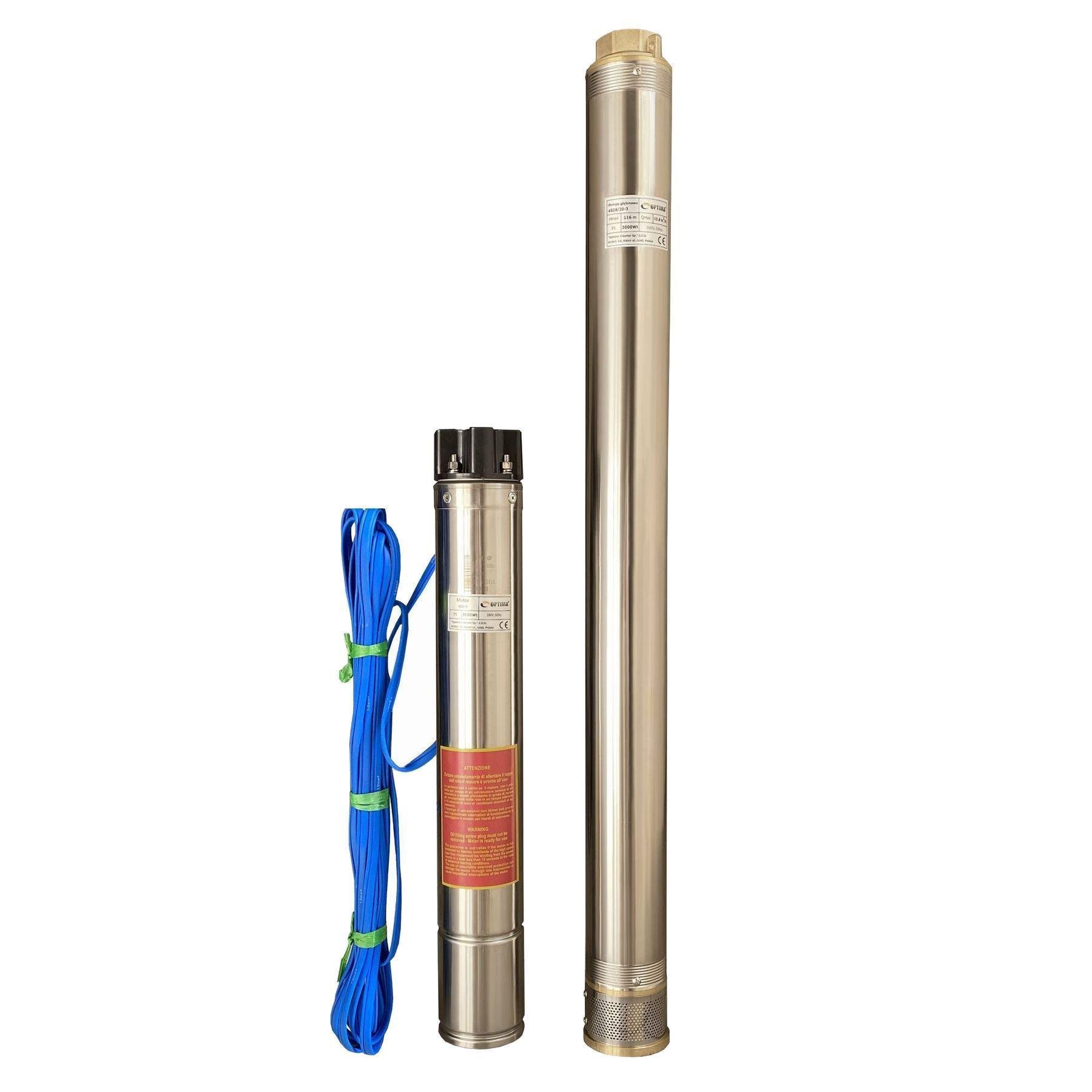 Насос свердловинний Optima 4SD8/20 з підвищеною стійкістю до піску 3-фазний 3 кВт 116 м (GSR-000011688)