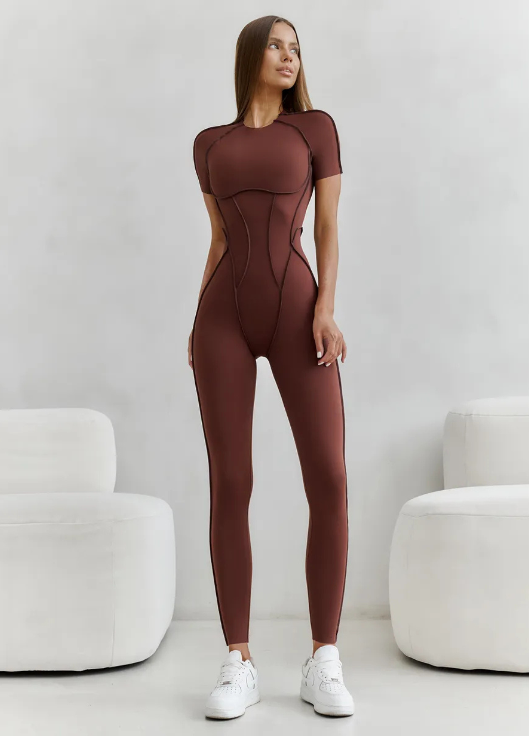 Комбинезон спортивный без застежек наружные швы с коротким рукавом и открытой спиной для тренировок и повседневности M Коричневый (70251/M) Комбинезон спортивный без застежек наружные швы с коротким рукавом и открытой спиной для тренировок и повседневности M Коричневый (70251/M)