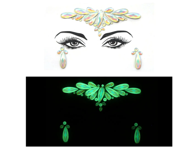 Стрази на обличчя фосфорні маскарадні One size Різнокольоровий (8967/6) - фото 2