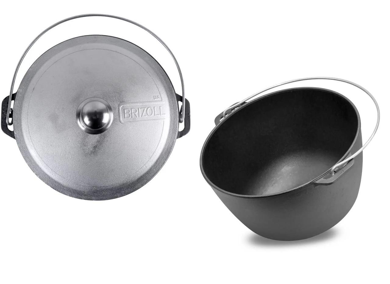 Казан туристический "Brizoll Туризм 12 л чугунный с алюминиевой крышкой (КТ12-4)