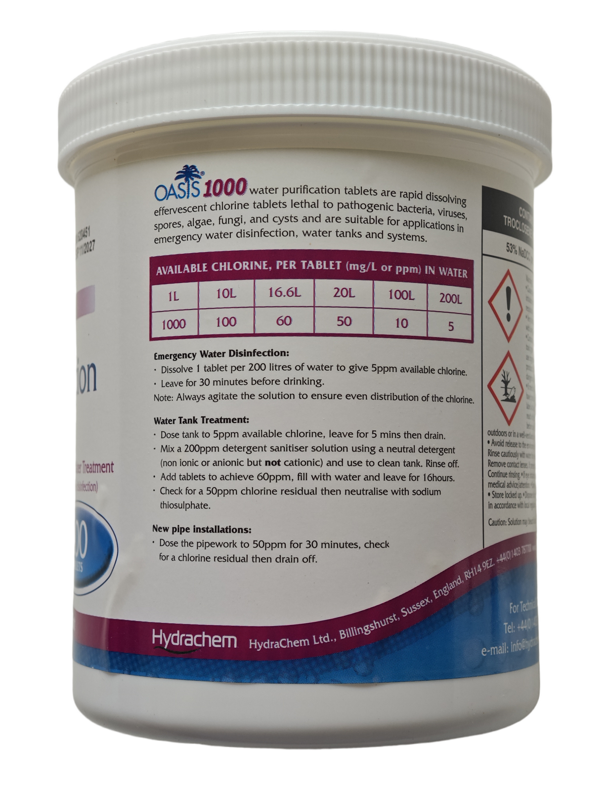 Таблетка для дезинфекции воды Oasis 1000 1,67 г NaDCC 1 таб. - фото 2 Таблетка для дезинфекции воды Oasis 1000 1,67 г NaDCC 1 таб. - фото 2