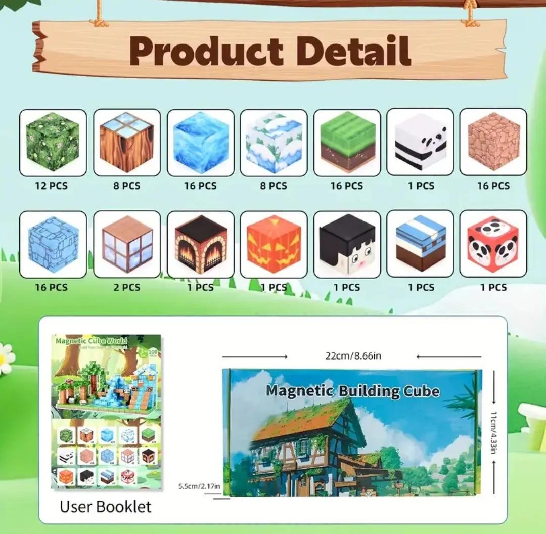 Конструктор магнітний Майнкрафт Ліс з водоспадом та льодовим будинком 100 кубиків - фото 2 Конструктор магнітний Майнкрафт Ліс з водоспадом та льодовим будинком 100 кубиків - фото 2