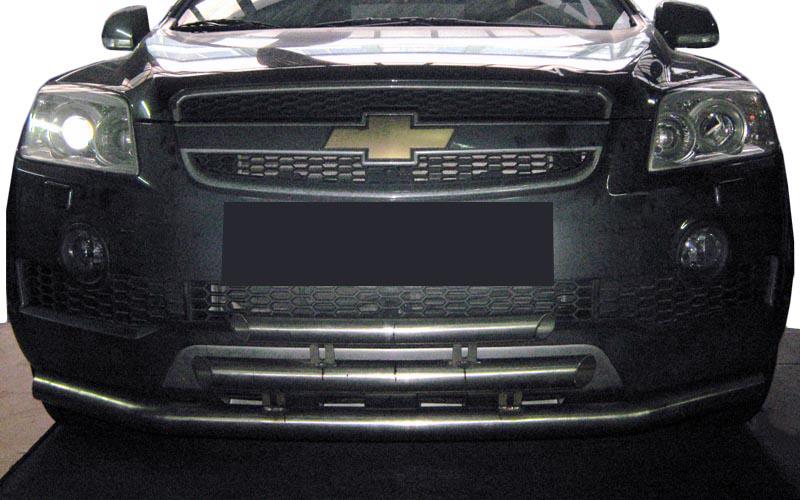 Передняя тройная защита CAN для Chevrolet Captiva 2006-2019 гг. нержавеющая сталь Хром