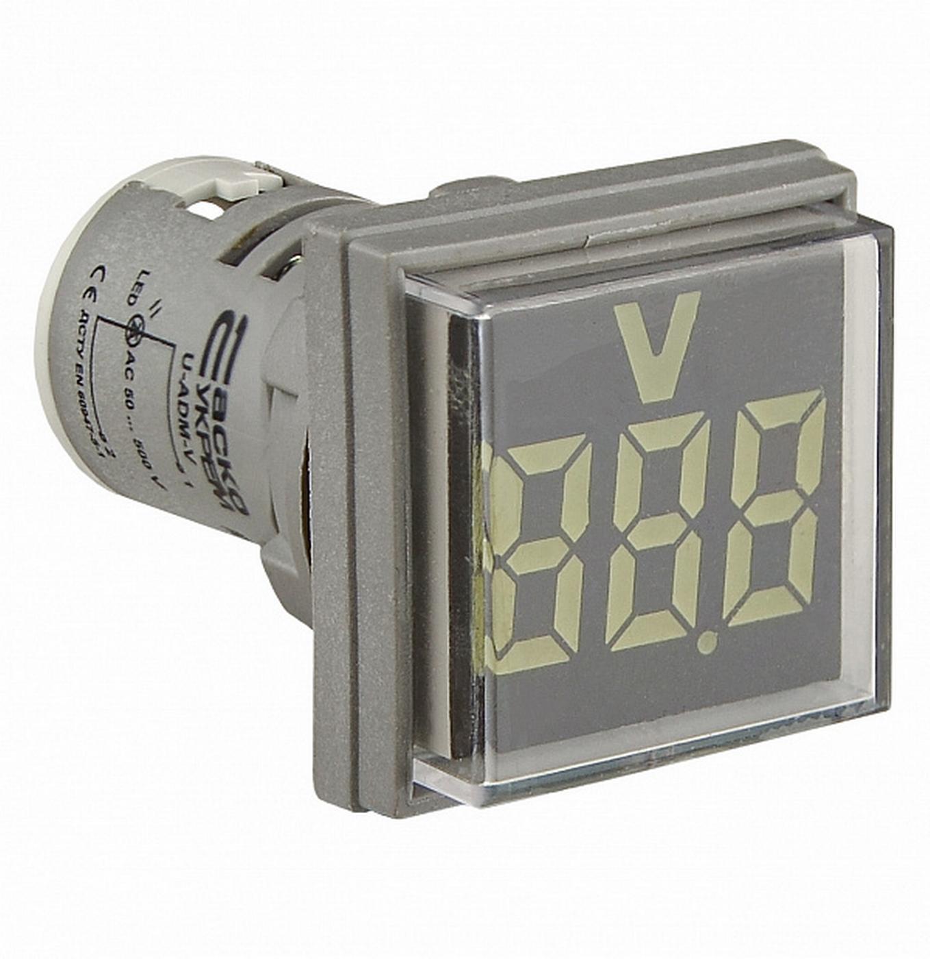 Светосигнальная арматура АСКО-УКРЕМ с индикатором напряжения АС серии U-ADM-V квадратная ᴓ22 мм Белый (00000055166)