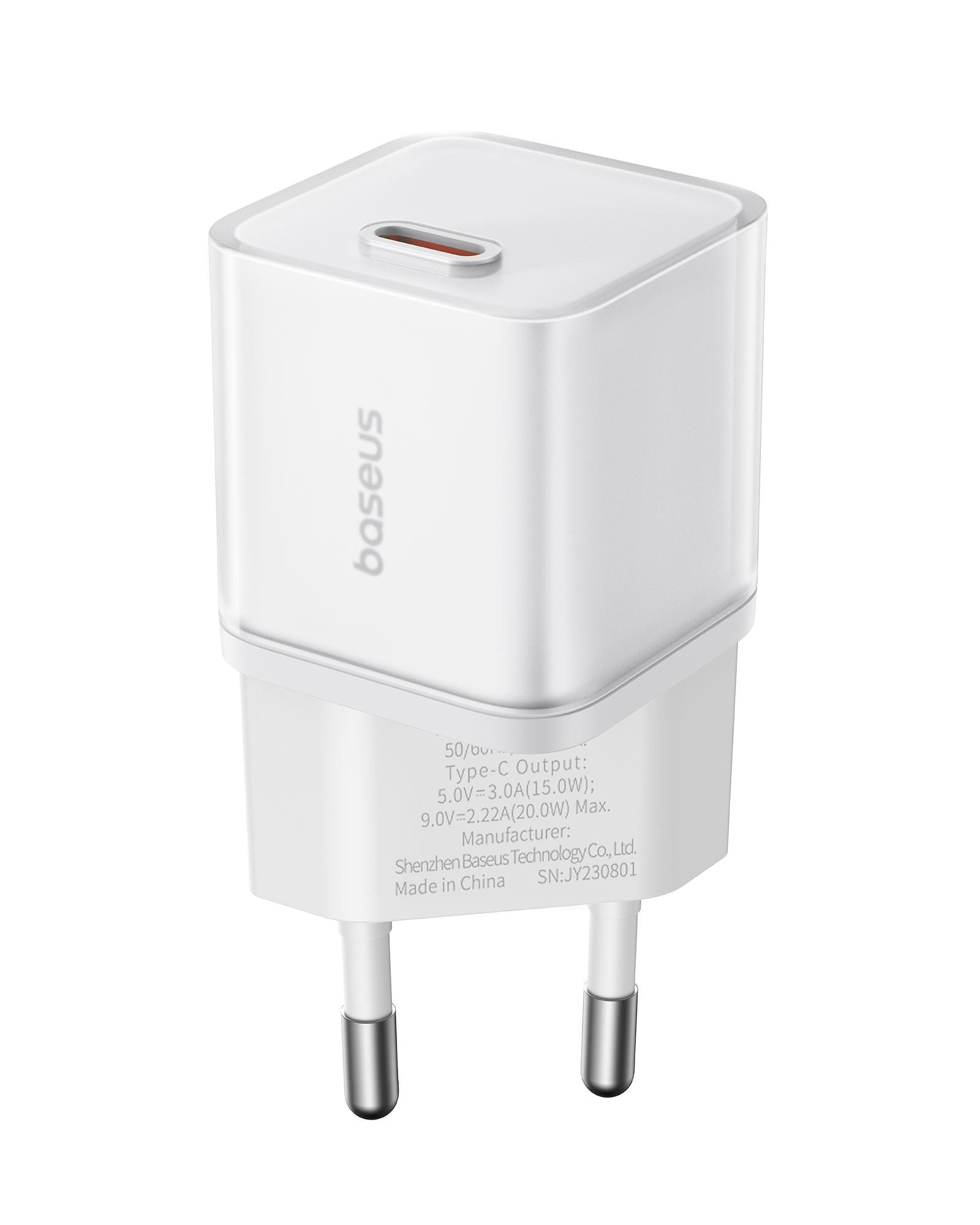 Зарядний пристрій мережевий OS-BASEUS GaN5S Fast Charger 1C 20W EU Moon White (P10162503213-00)