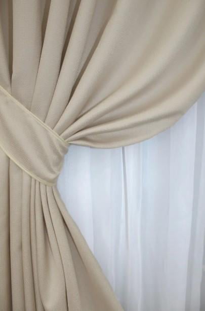 Шторы для гостиной/спальни Felicita 3x1,5 м 2 шт. Бежевый (1258ш) - фото 2
