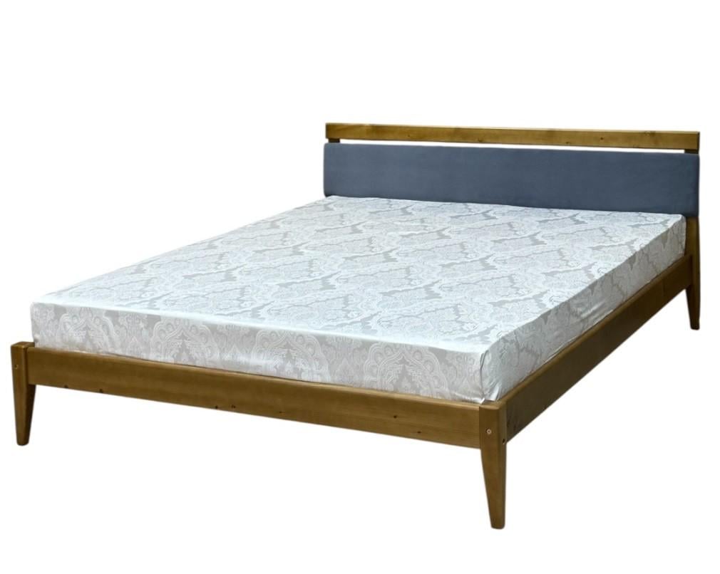 Кровать двуспальная деревянная Скиф Л-257 с мягкой вставкой 140х200 см Дуб карамель/Стим-26 (27911162)