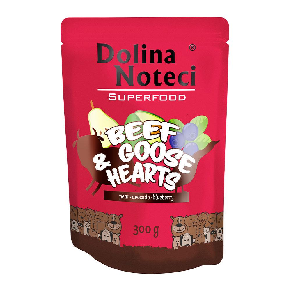 Корм влажный для собак всех пород Dolina Noteci Superfood с говяжьими и гусиными сердцами 300 г (1736665114)