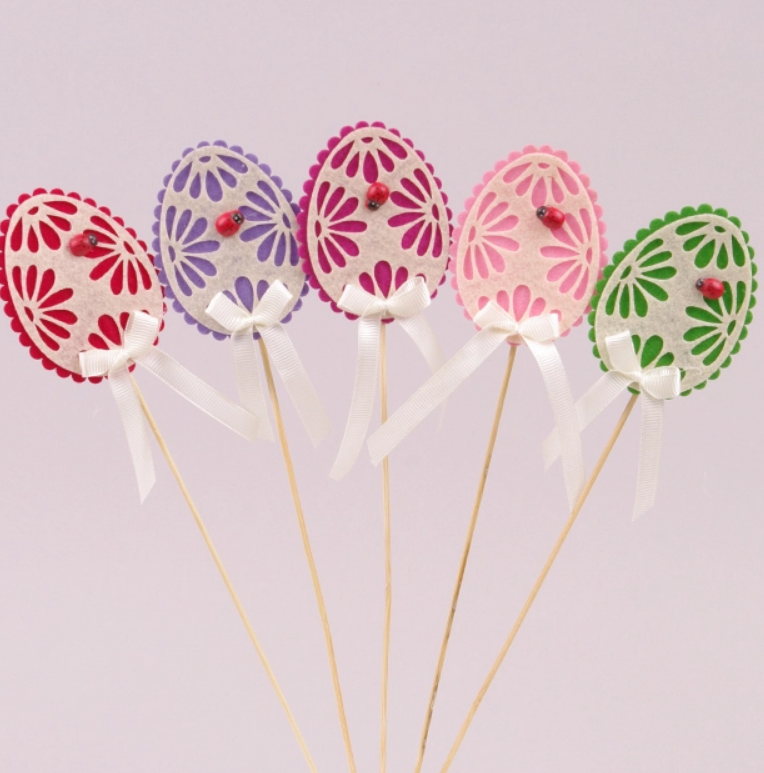 Пасхальная декорация из фетра на пике Писанка микс 5 шт. (22471)