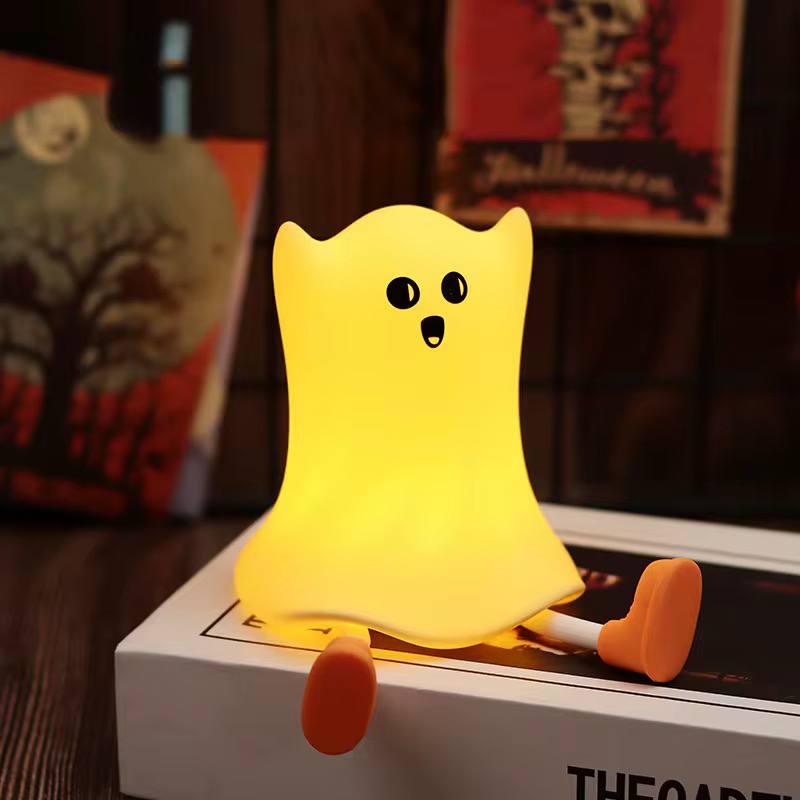 Нічник дитячий силіконовий Привид м'який сенсорний з акумулятором Білий (S06) - фото 1