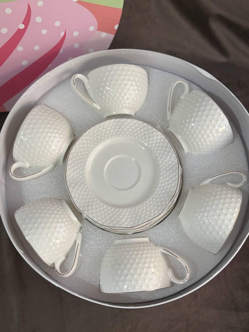 Чайный сервиз Elisey Аристократическая изысканность керамическая 230 мл 12 предметов Белый (9292-019)