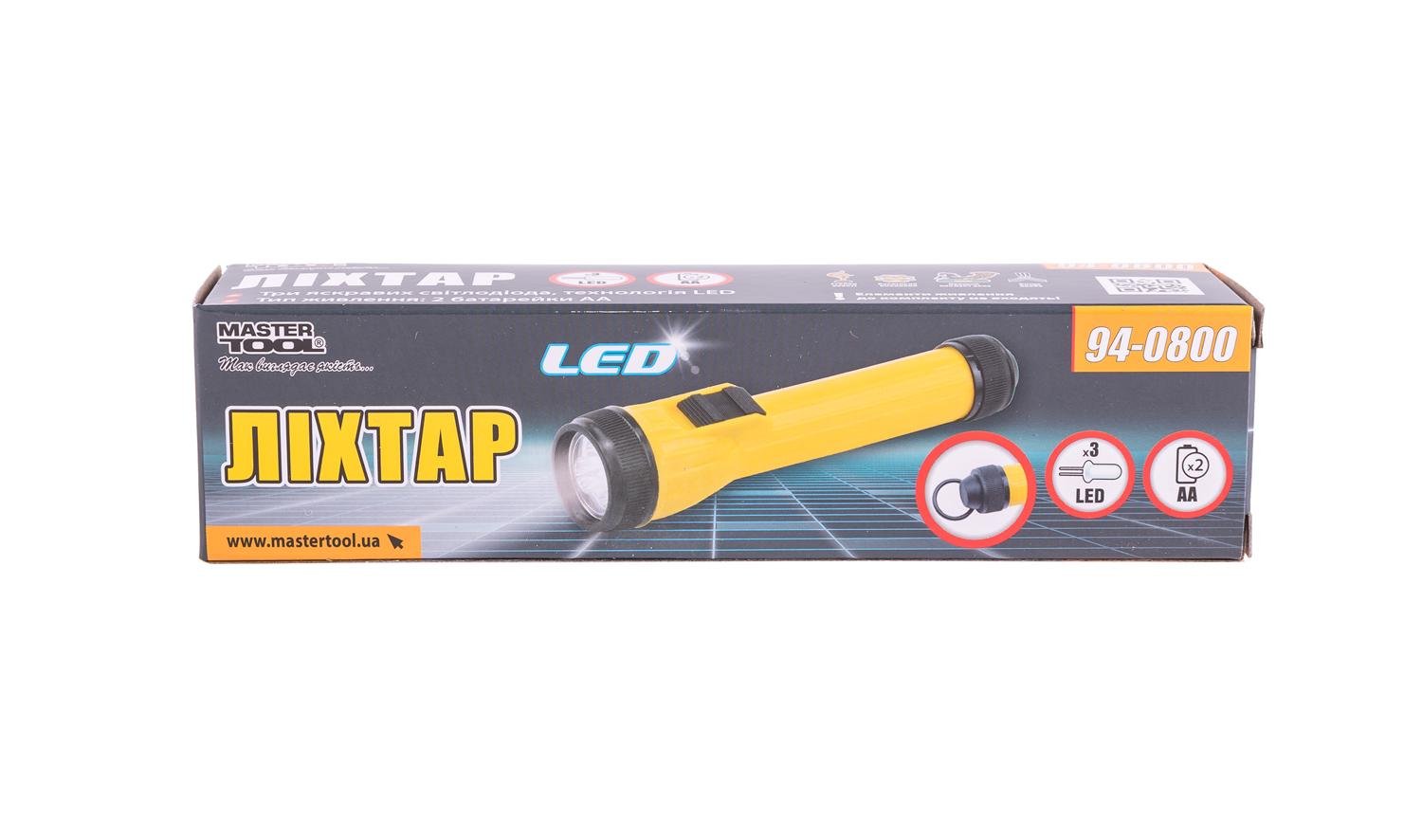 Ліхтар Mastertool 3xLED 2xAA 154х35 мм (29385) - фото 3