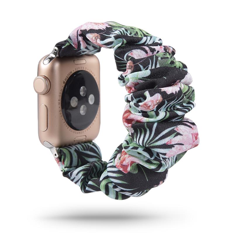 Ремешок для Apple Watch Нежный цветок + резинка для волос 38-40 мм Черный Ремешок для Apple Watch Нежный цветок + резинка для волос 38-40 мм Черный