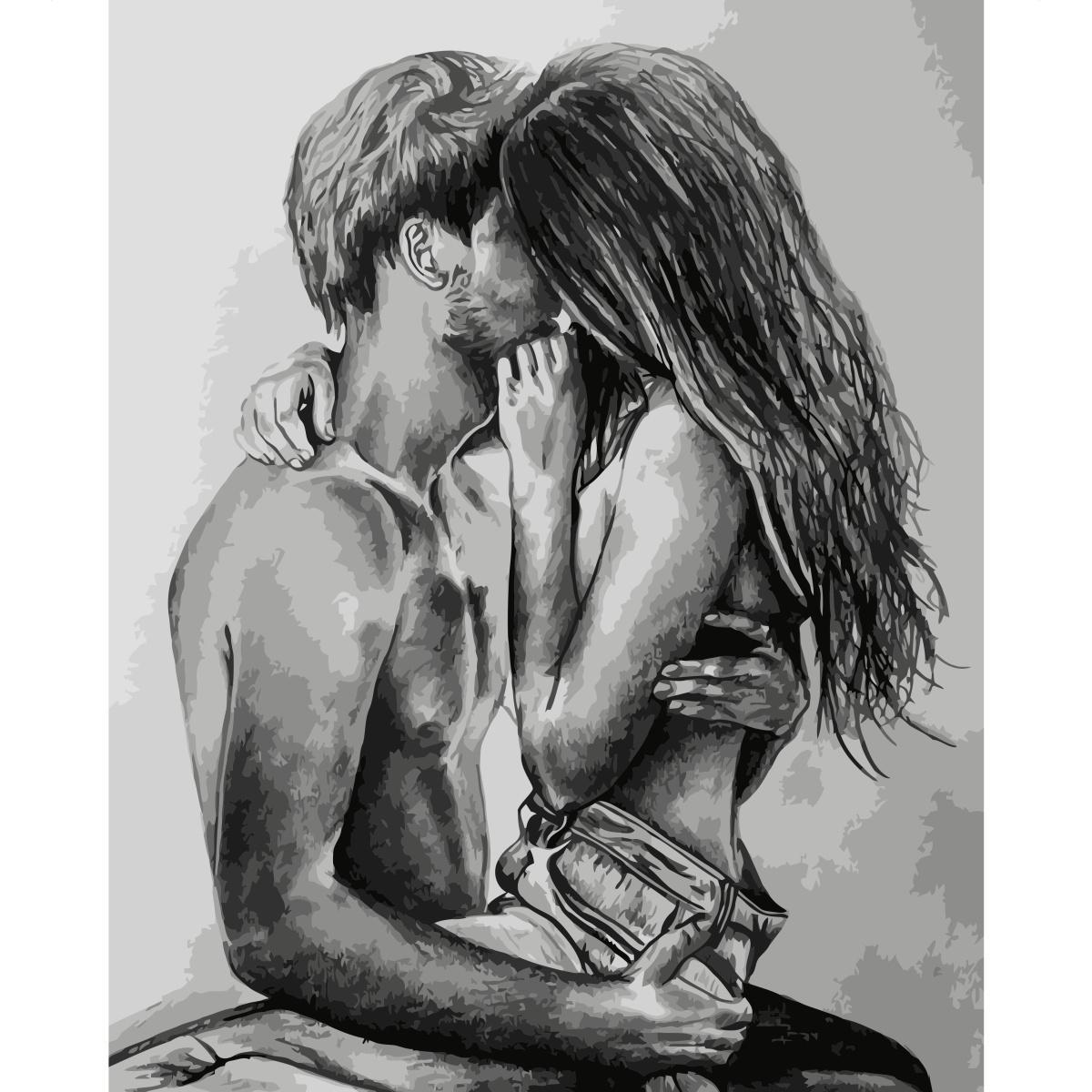 Картина по номерам Strateg Любовь карандашом в Ч/Б без подрамника 40x50 см (BR009)