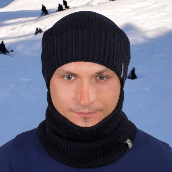 Комплект мужская шапка со снудом Темно-синий (29548363) - фото 4 Комплект мужская шапка со снудом Темно-синий (29548363) - фото 4