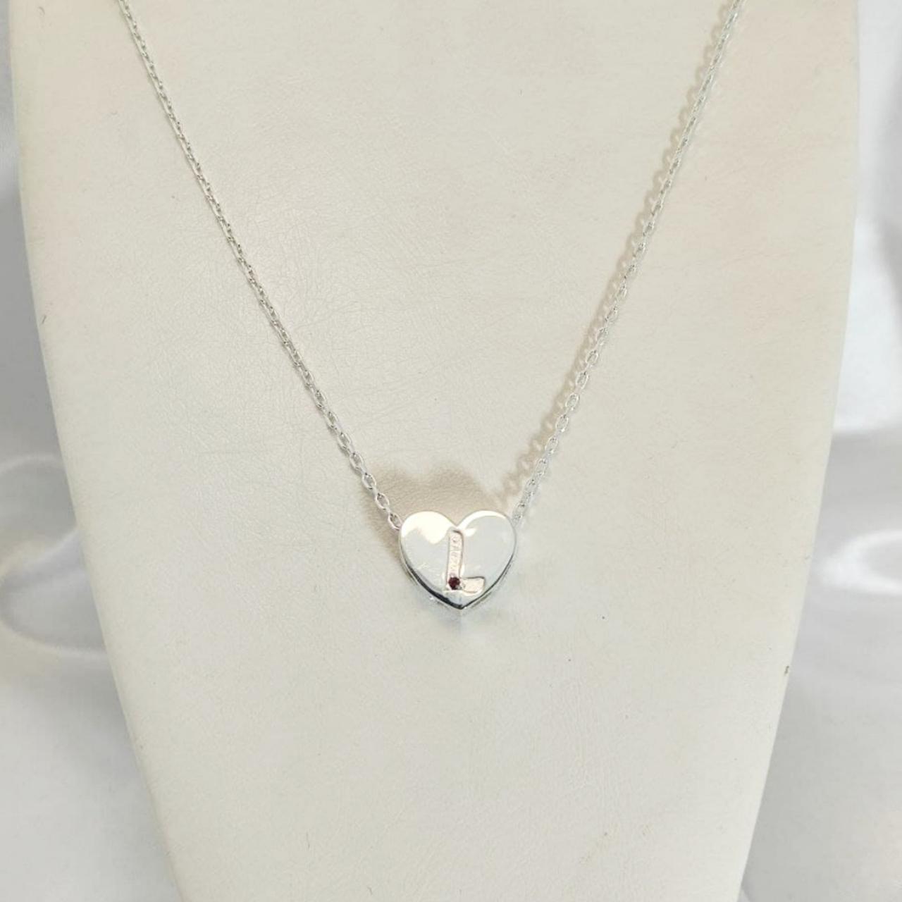 Колье Сердце с буквой серебряное (1505275679)