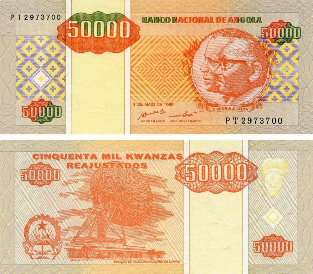 Коллекционная банкнота Ангола 50000 кванза 1995 UNC P138 (Б13316)