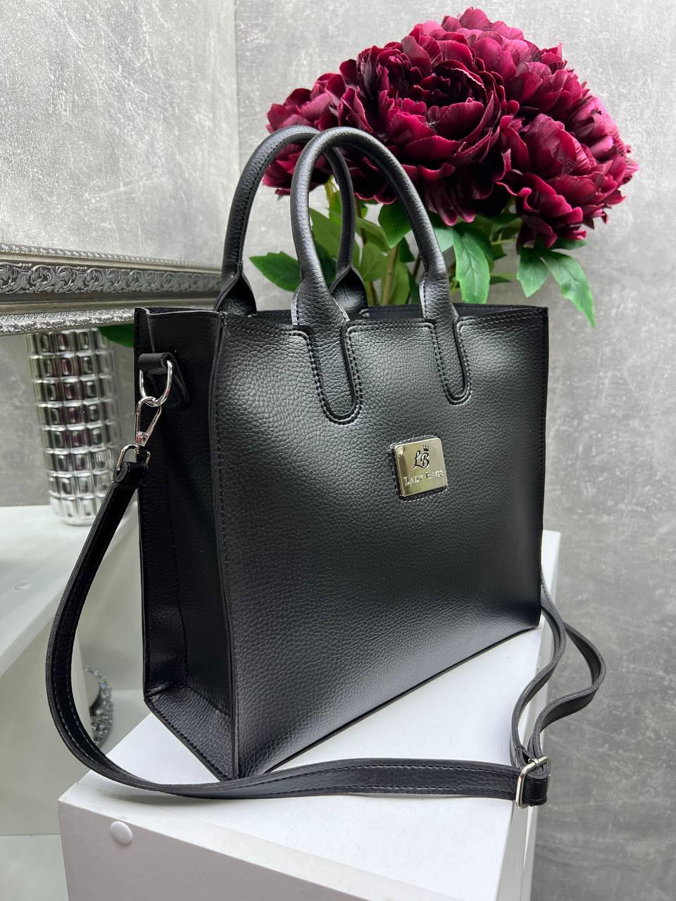 Сумка тоут женская через плечо большая из экокожи классическая вмещает А4 Черный - фото 3 Сумка тоут женская через плечо большая из экокожи классическая вмещает А4 Черный - фото 3