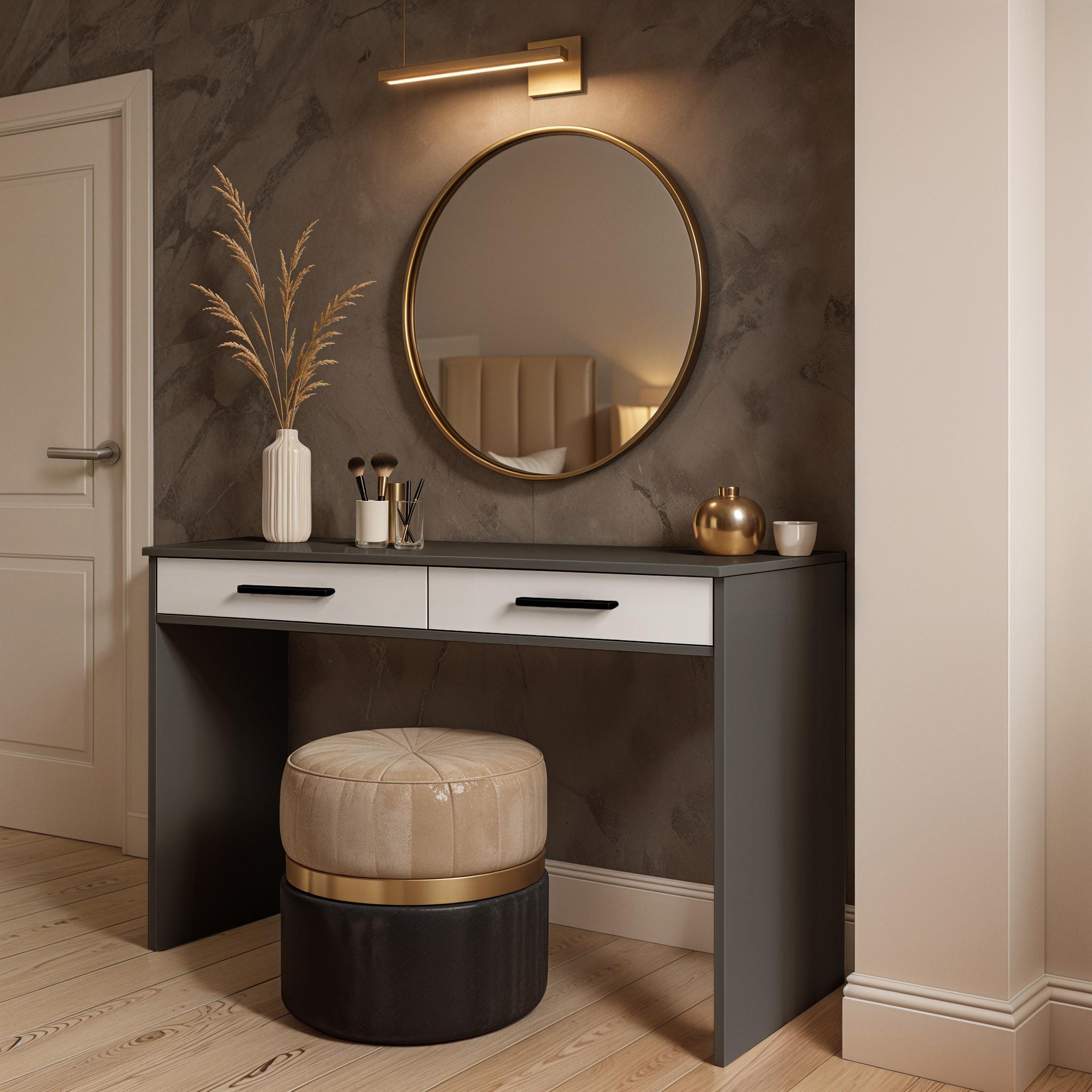 Туалетний стіл Amelia 1100х400х760 мм Антрацит/Білий - фото 1 Туалетний стіл Amelia 1100х400х760 мм Антрацит/Білий - фото 1