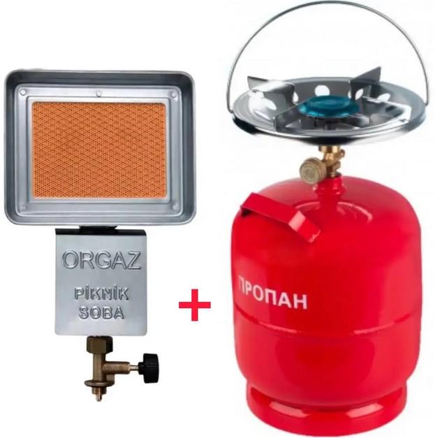 Газовый комплекс Nurgaz Kamp Soba 1500 Вт NG 309 до 20 кв/м с баллоном на 8 л (27449741) - фото 9