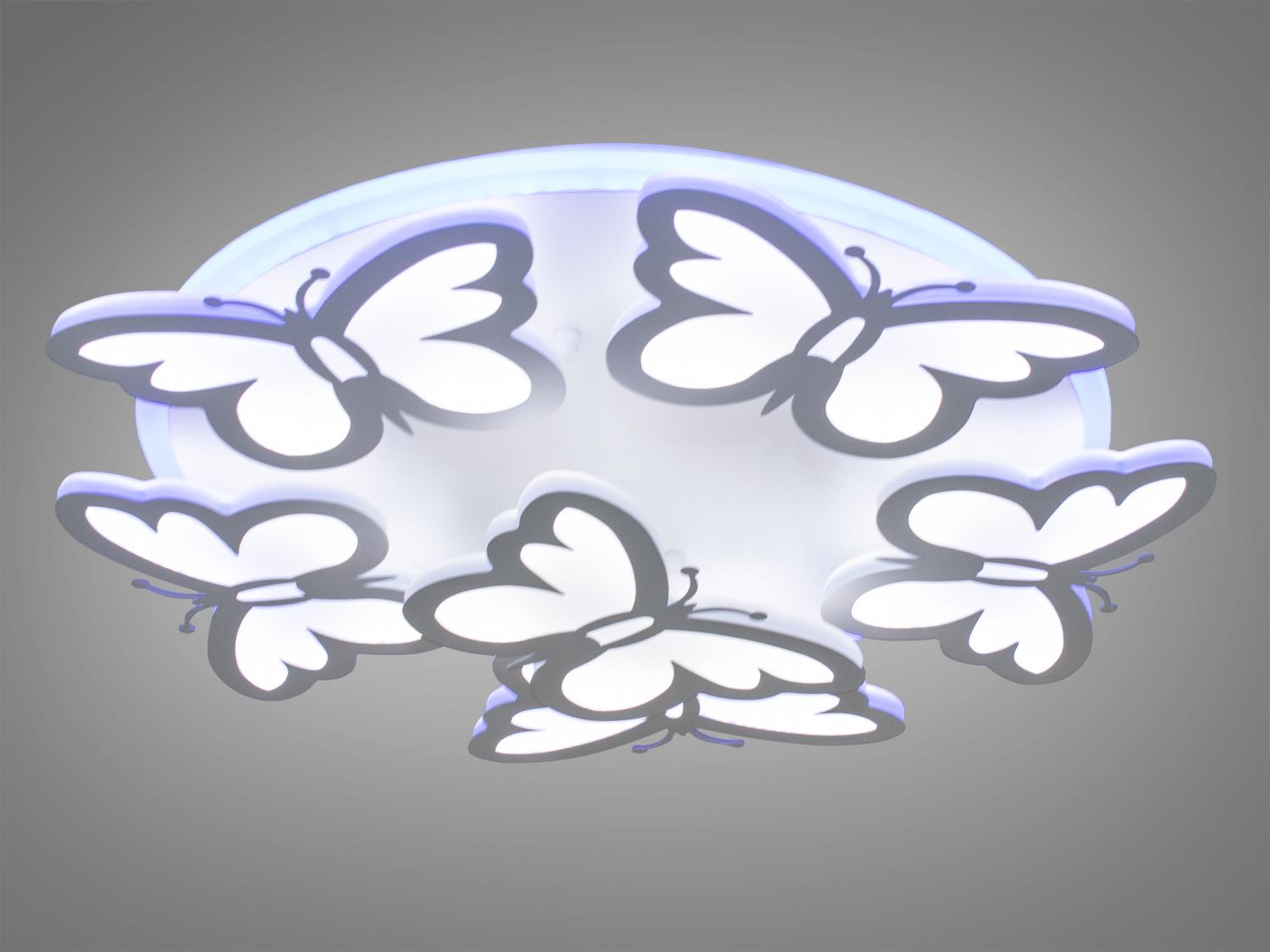 Люстра LED Метелики з пультом та підсвіткою 105W Білий (8067/5+1WH 3col dim) - фото 2 Люстра LED Метелики з пультом та підсвіткою 105W Білий (8067/5+1WH 3col dim) - фото 2