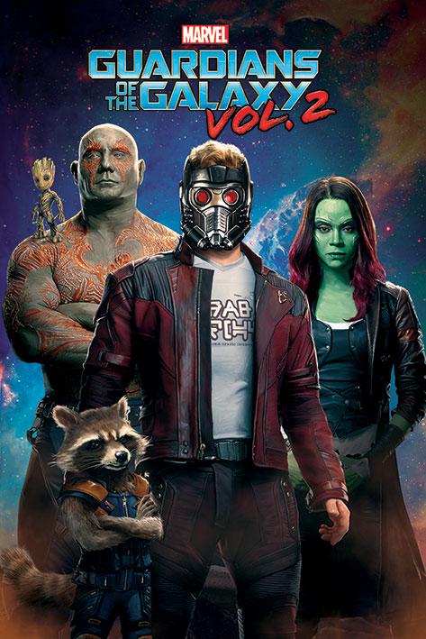 Постер плакат Стражи Галактики 2 Персонажи В Ко смосе/Guardians of the Galaxy Vol, 2 Characters In Space 61x91,5 см