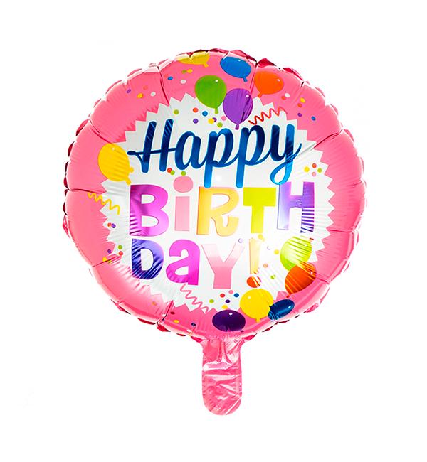 Воздушные шарики Happy Birthday 45 см Pink