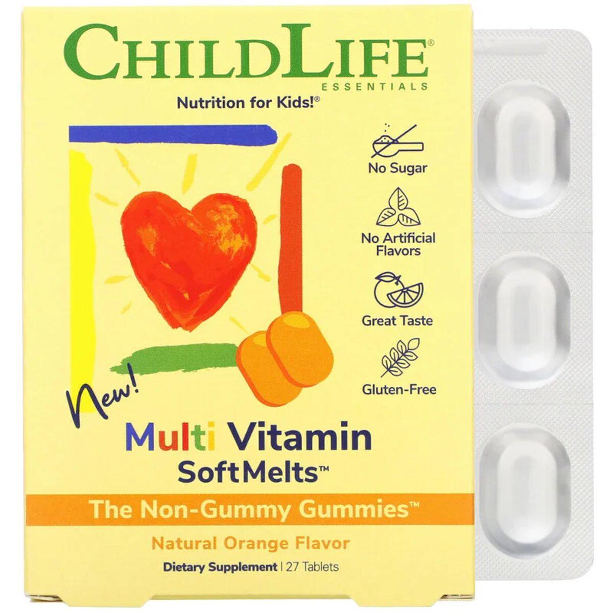 Мультивитамины ChildLife Multi Vitamin SoftMelts для детей со вкусом натурального апельсина 27 таблеток