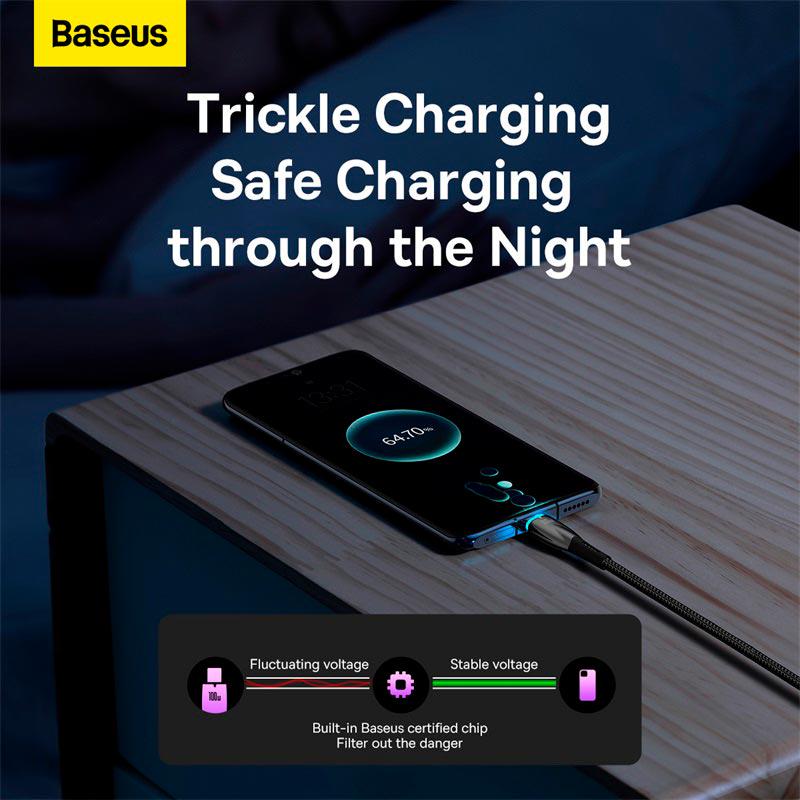 Кабель BASEUS Type-C Glimmer Series Fast Charging 200 см 100 W Black (CADH000501) - фото 9 Кабель BASEUS Type-C Glimmer Series Fast Charging 200 см 100 W Black (CADH000501) - фото 9