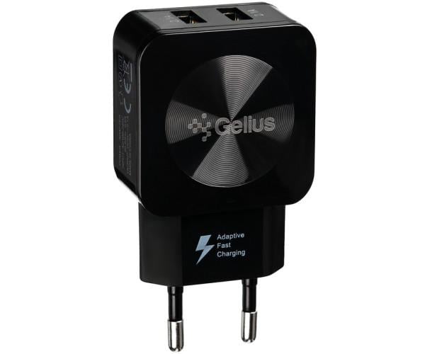 Пристрій зарядний мережевий Gelius Ultra Prime GU-HC02 USB кабель Lightning 2,1 A Black