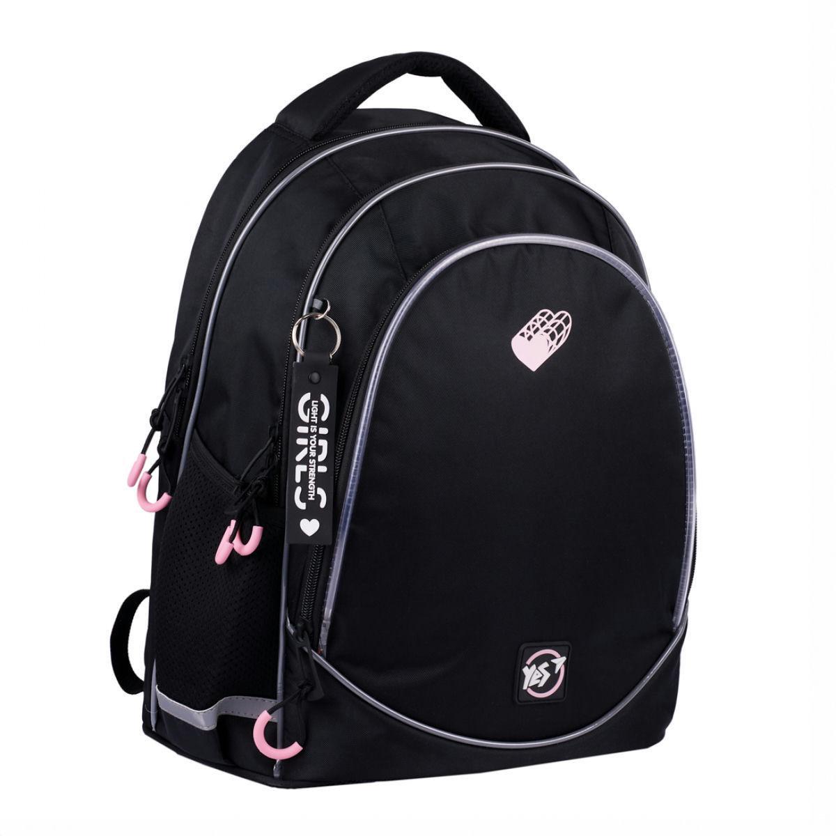 Рюкзак школьный YES Pink Heart 37x30x18 см 20 л Черный (550037)