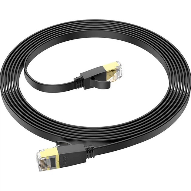 Патч-корд Hoco US07 General Pure Copper Flat Network Cable 3 м Black Патч-корд Hoco US07 General Pure Copper Flat Network Cable 3 м Black