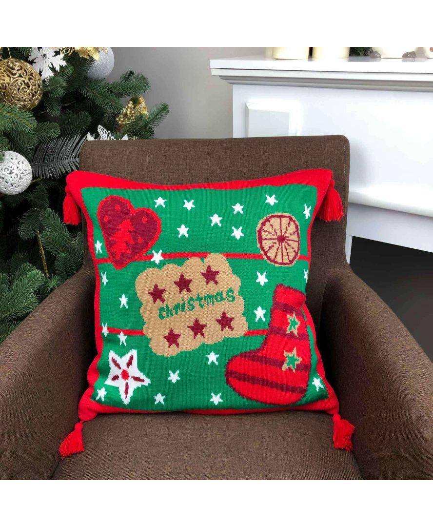 Наволочка в'язана Печиво 45х45 см Зелений (023246) - фото 2