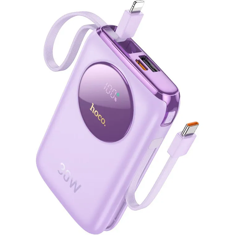 Зовнішній акумулятор Hoco Lucky Q19 10000 mAh 30W Purple (610780) - фото 2 Зовнішній акумулятор Hoco Lucky Q19 10000 mAh 30W Purple (610780) - фото 2