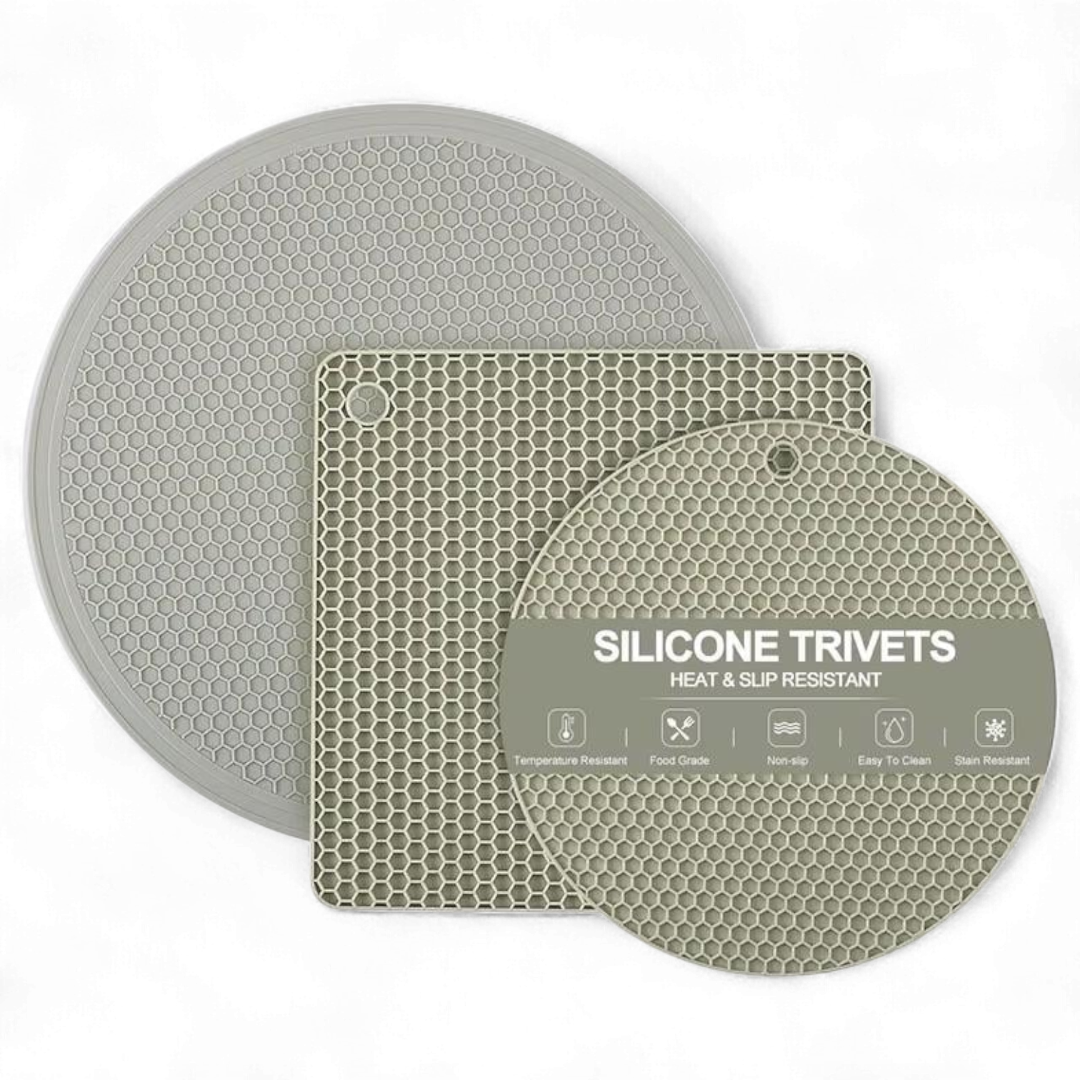 Подставки под горячее силиконовые 3 шт. Зеленый - фото 1 Подставки под горячее силиконовые 3 шт. Зеленый - фото 1